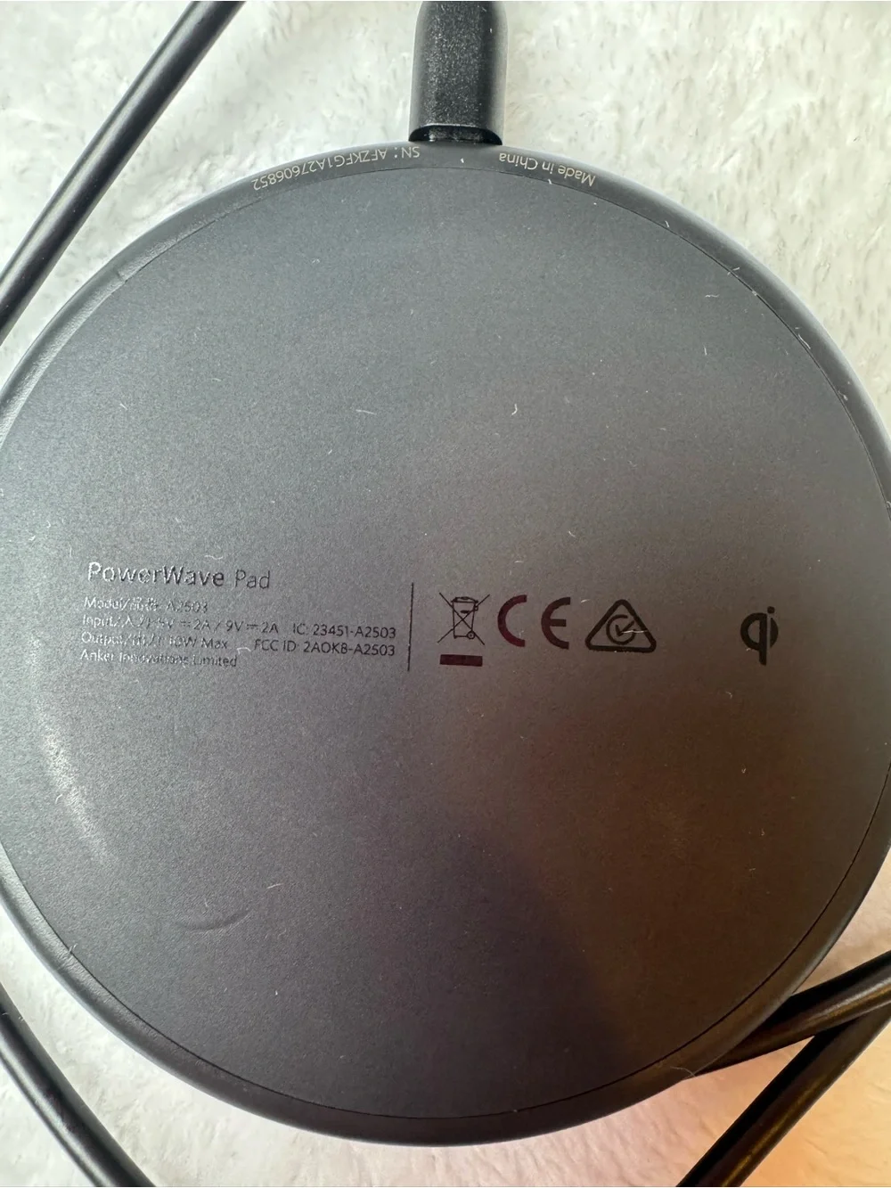 Anker 313 Wireless Charger (Pad) with USB Cable | Used
